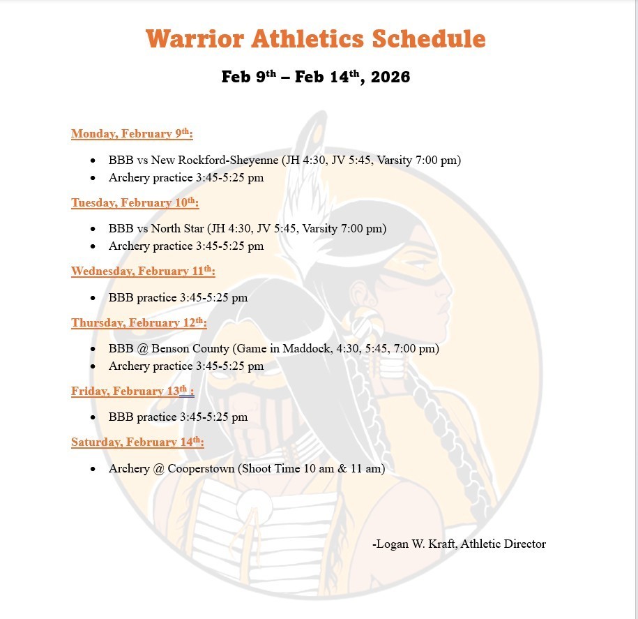 Athletics Weekly Schedule 