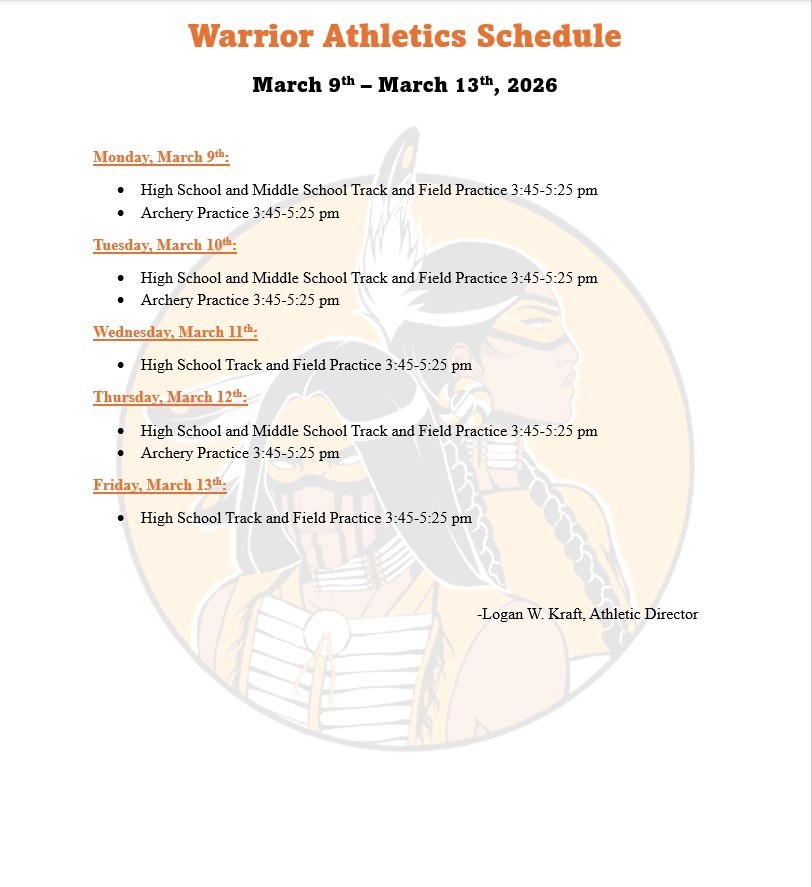 Athletics Weekly Schedule