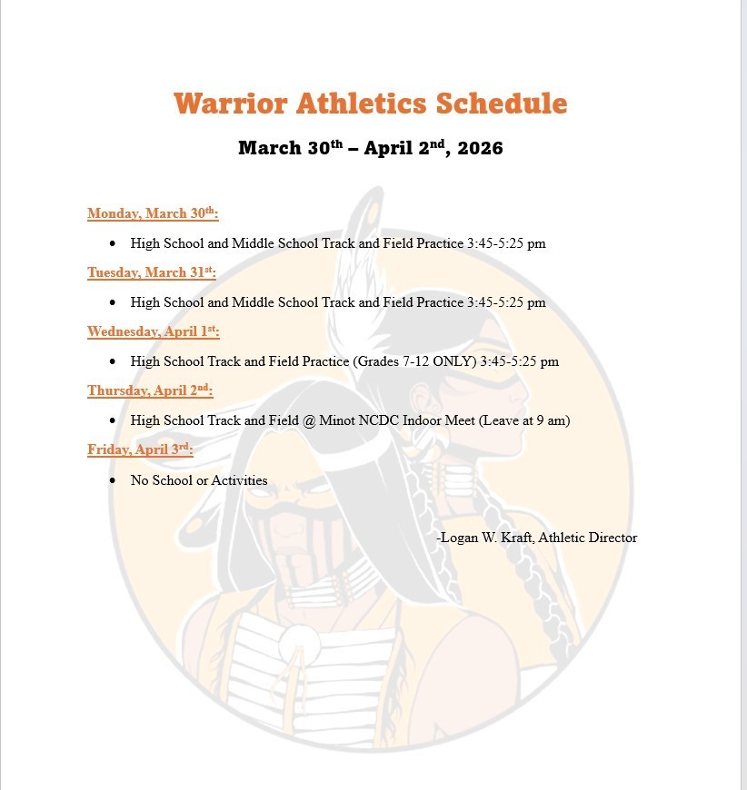 Athletics Weekly Schedule 