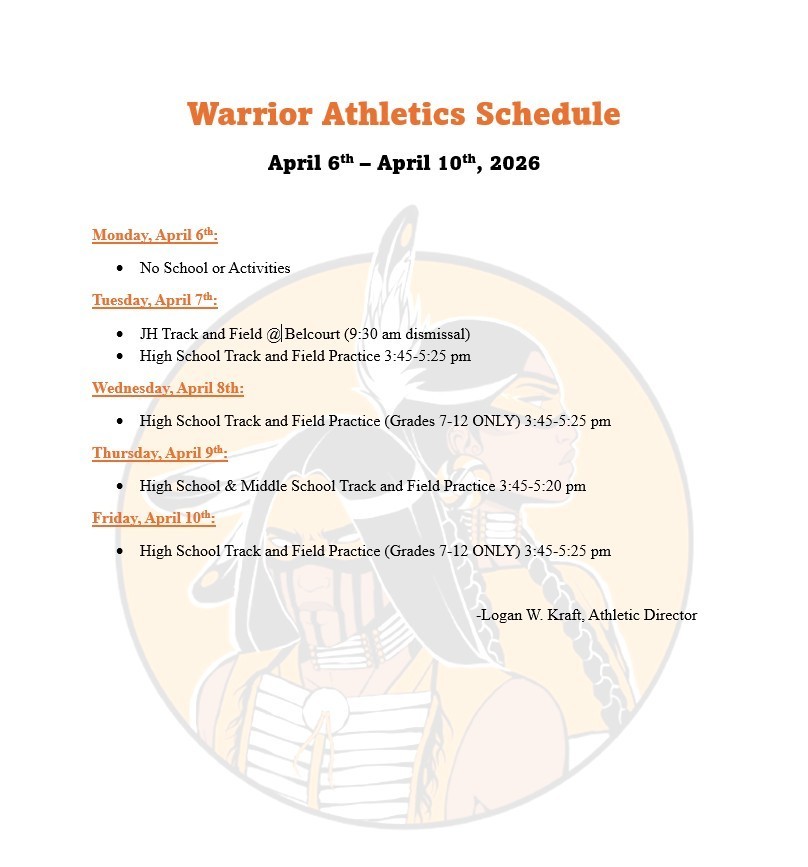 Athletics Weekly Schedule 