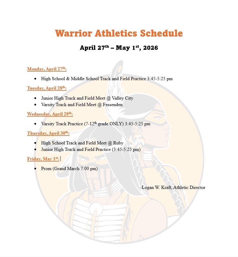 Athletics Weekly Schedule 