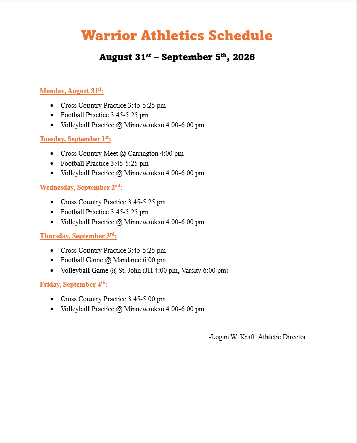 August 31-September 5th, 2026