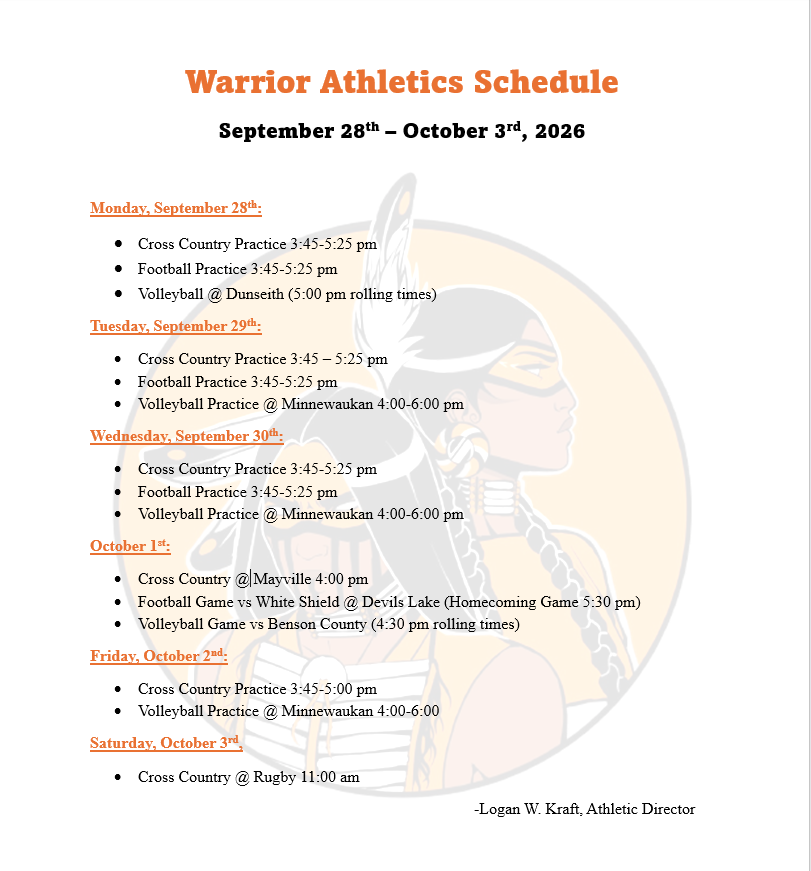 Sept 28th - Oct 3rd