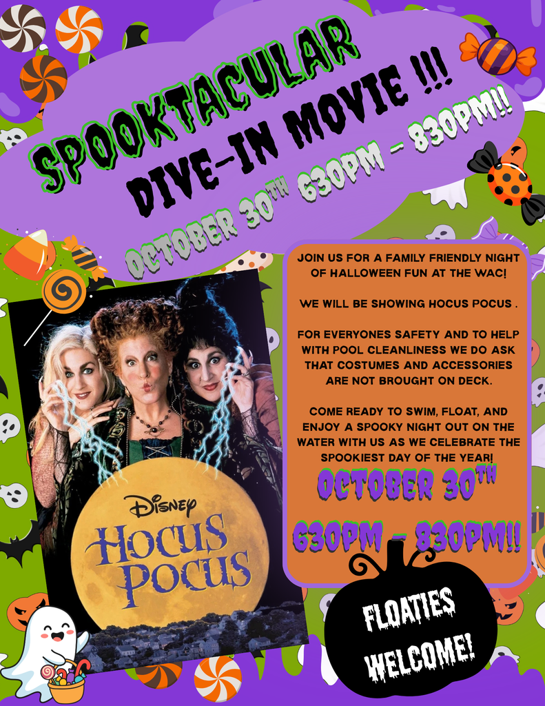 Dive in movie poster for the WAC- Hocus Pocus Oct 30