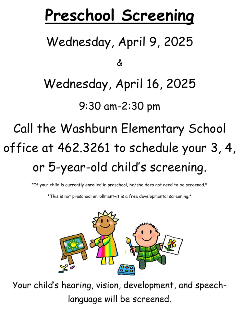 Preschool screening information