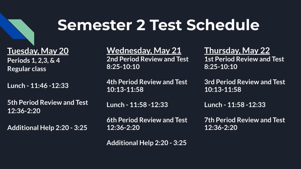 semester 2 tests