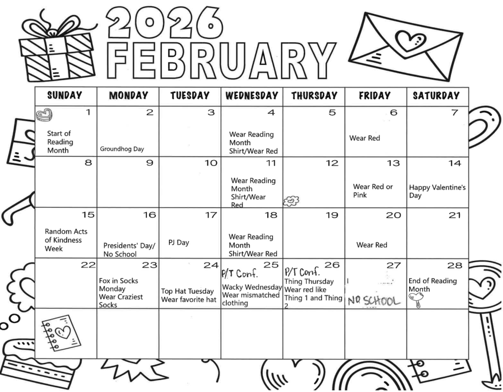 reading month calendar 