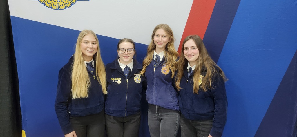 The livestock team received a silver award: Lily Goetz (silver), Emily Beehler (silver), Elizabeth Tibke (silver) and Jarissa Hoff.