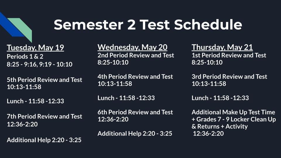 S2 schedule