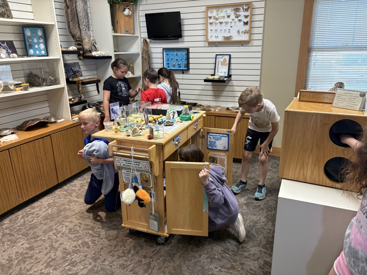 Exploring the exhibits.