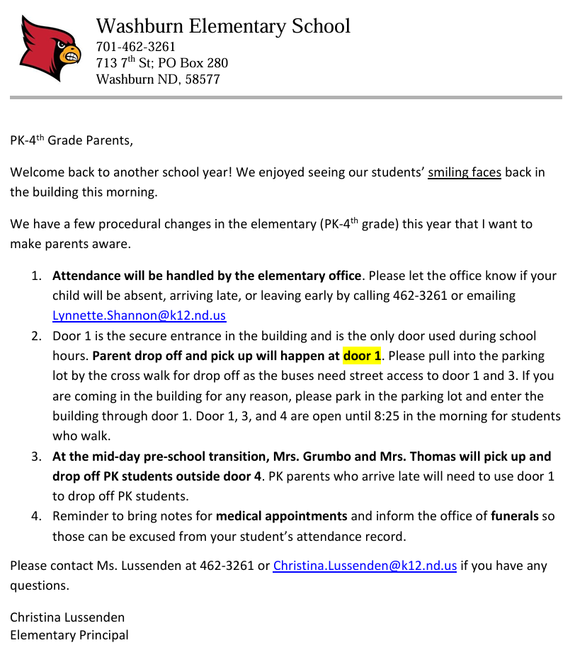 parent letter