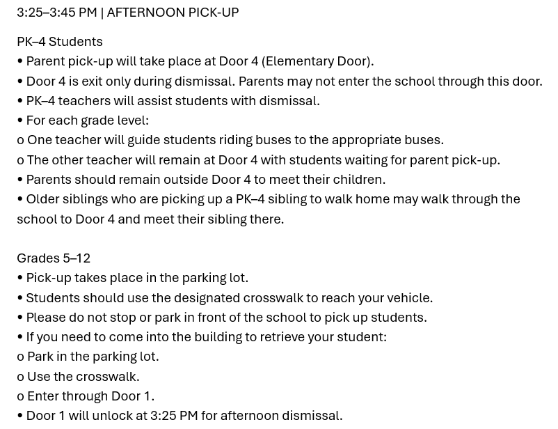 pick up procedures