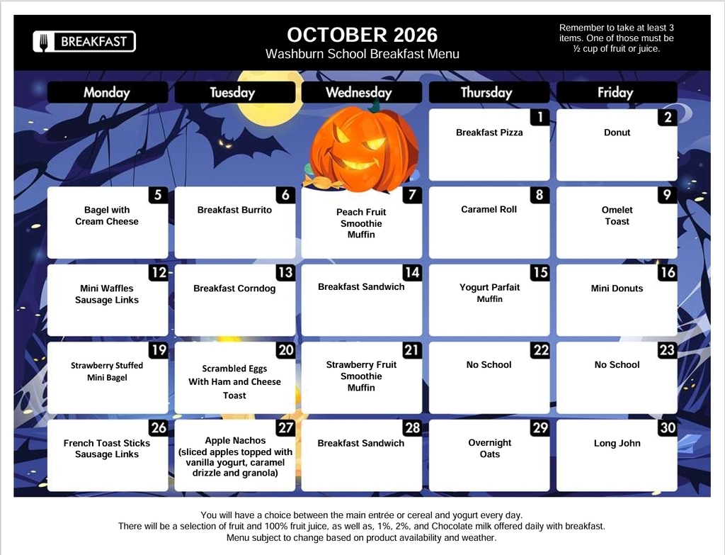 October Breakfast Menu