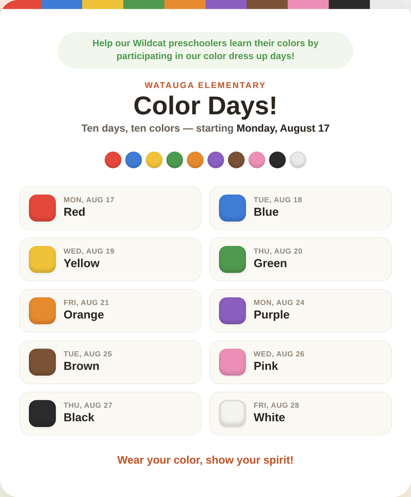 WES Color Days August 2026