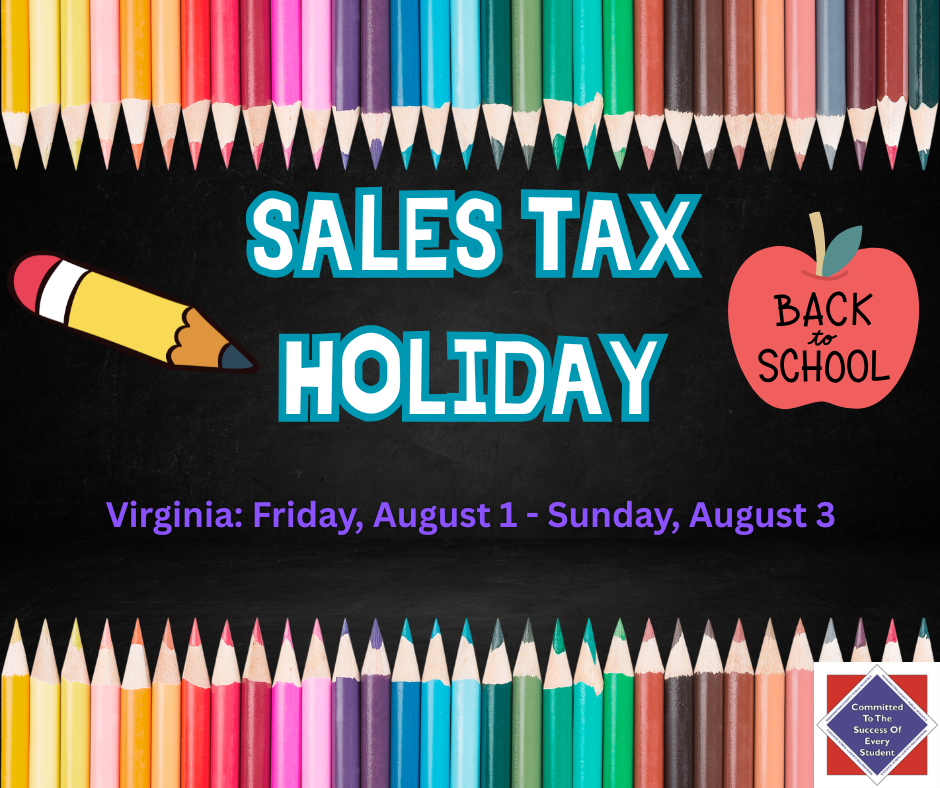 Virginia Sales Tax Holiday Back to School Shopping