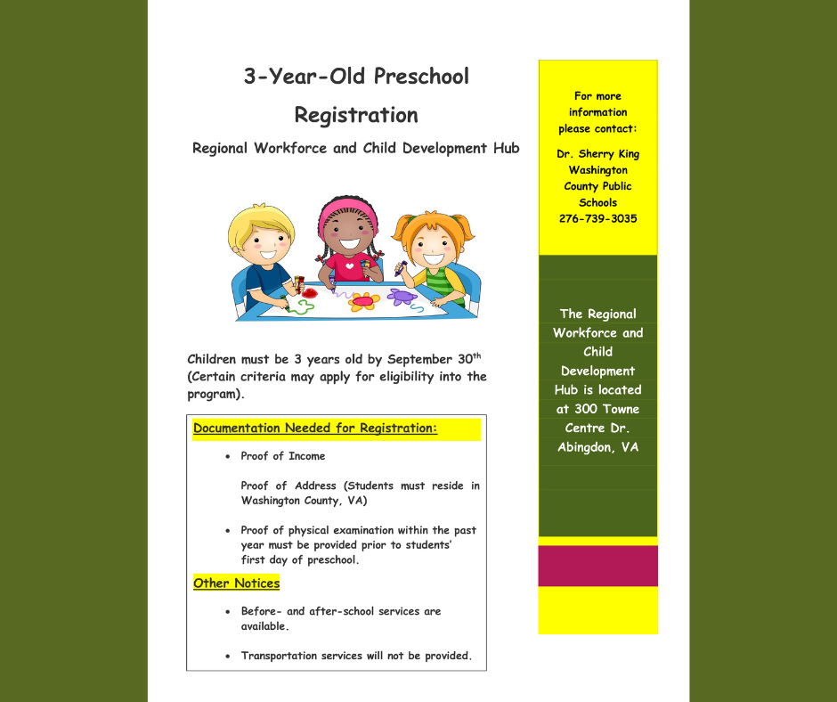 3-Year-Old Preschool Registration Regional Workforce and Child Development Hub 