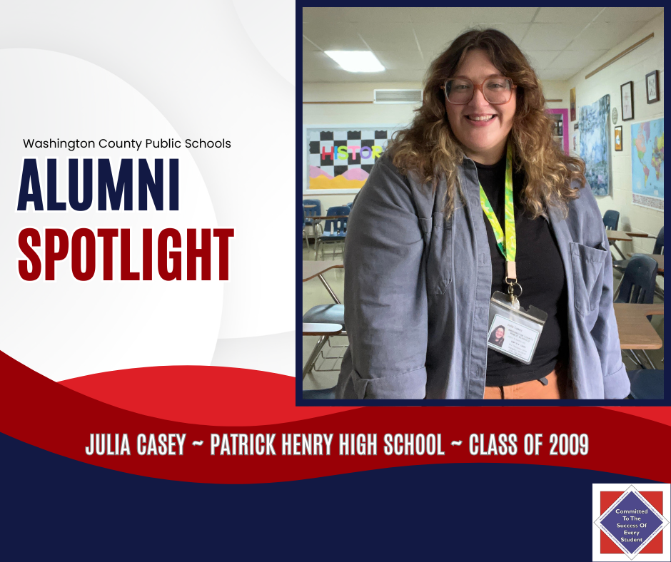 WCPS Alumni Spotlight August 2025 -- Julia Casey -- Patrick Henry High School -- Class of 2009 