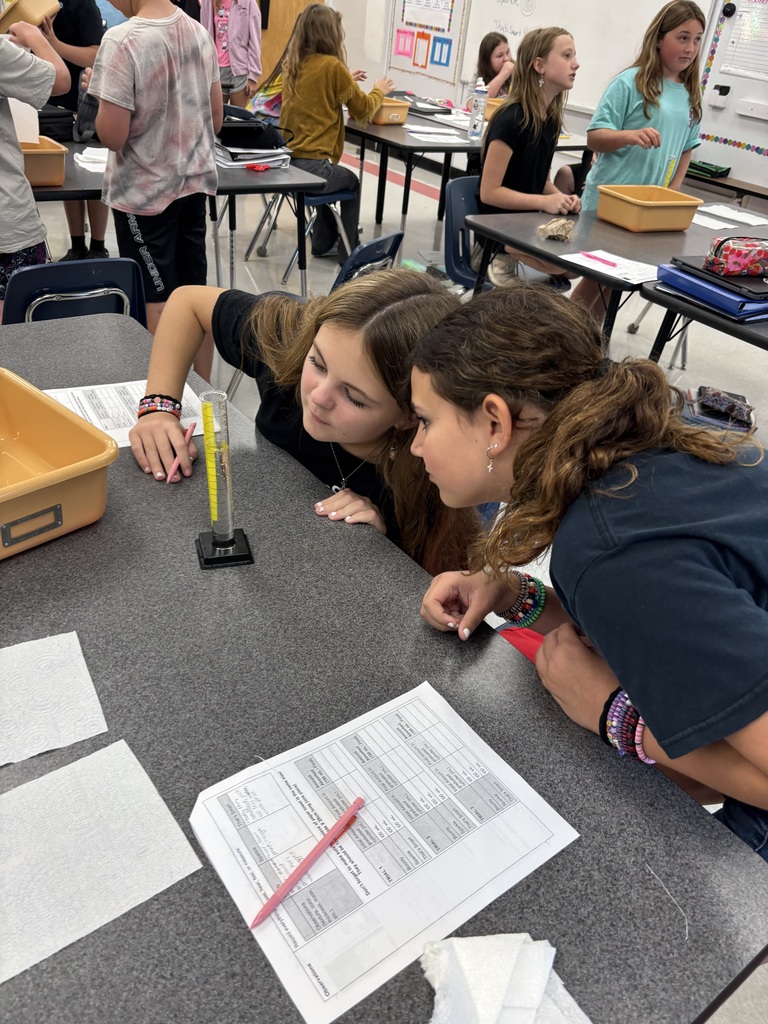 Students test absorbancy of paper towels.