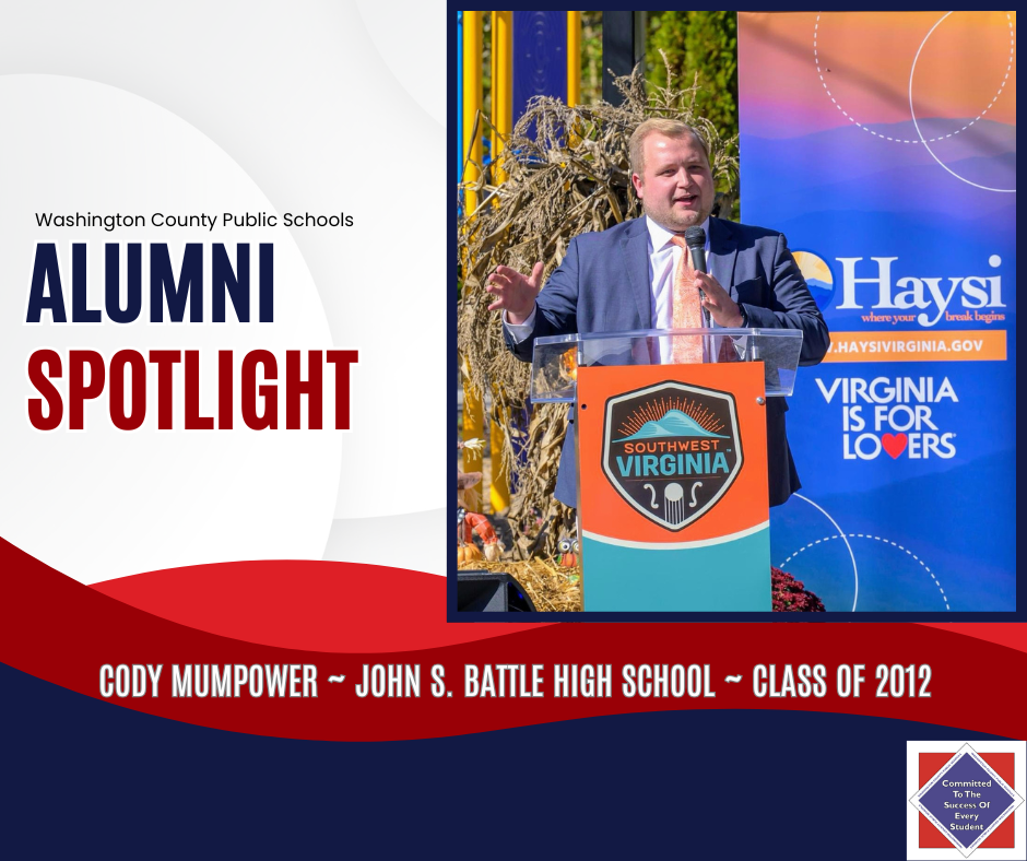 WCPS Alumni Spotlight August 2025 -- Cody Mumpower -- John S. Battle High School -- Class of 2012