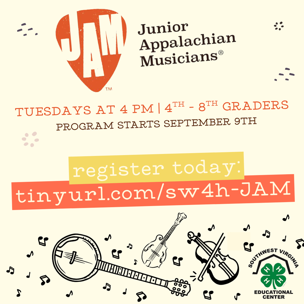 JAM Junior Appalachian Musicians Tuesdays at 4 PM