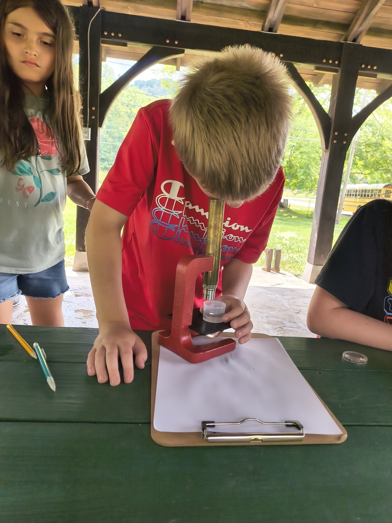 Student looking in microscope