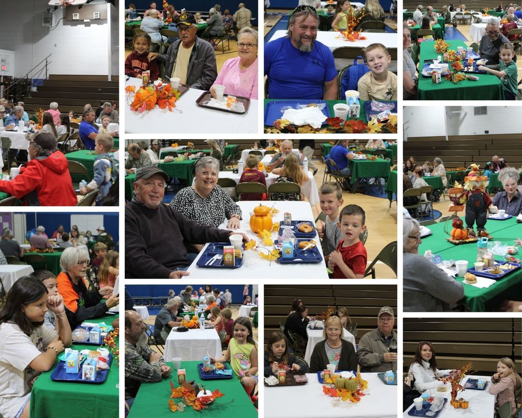 grandparents and students enjoying breakfast together