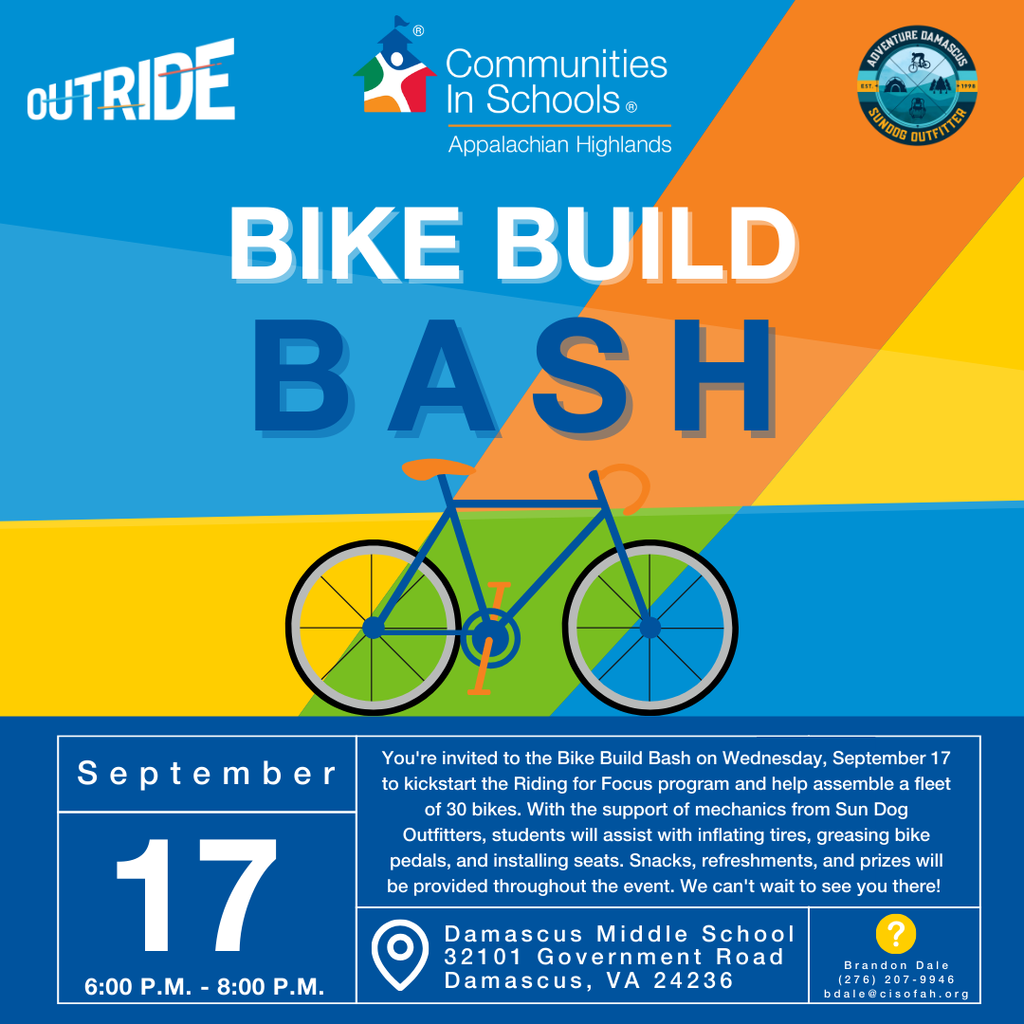 Outride Bike Build Bash September 17 6:00-8:00 P.M.