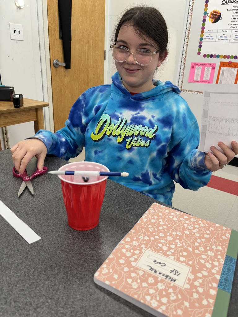 A student does an experiment with water.