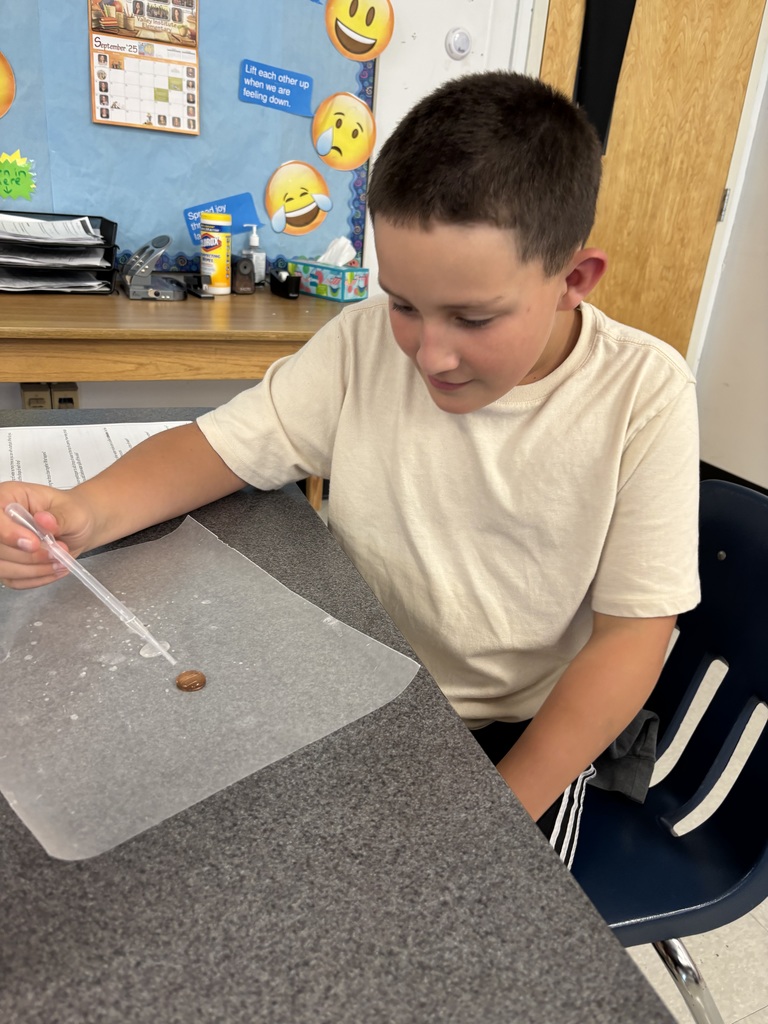 A student does an experiment with water.