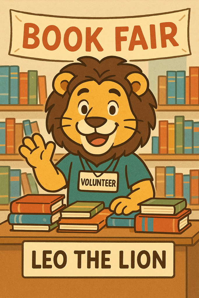 lion at a book fair