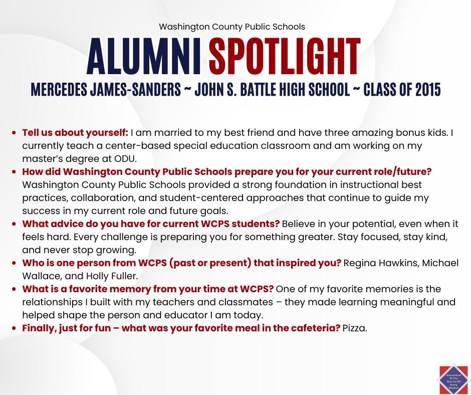 WCPS Alumni Spotlight -- Mercedes James-Sanders -- John S. Battle High School -- Class of 2015