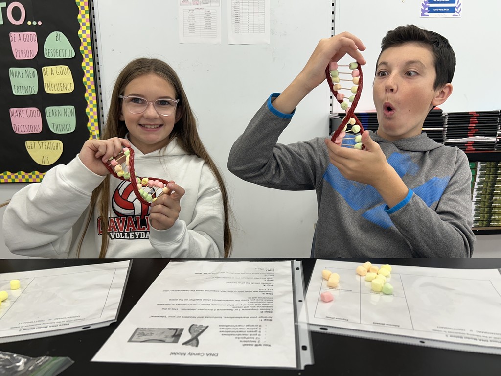 Students show off their candy DNA models.