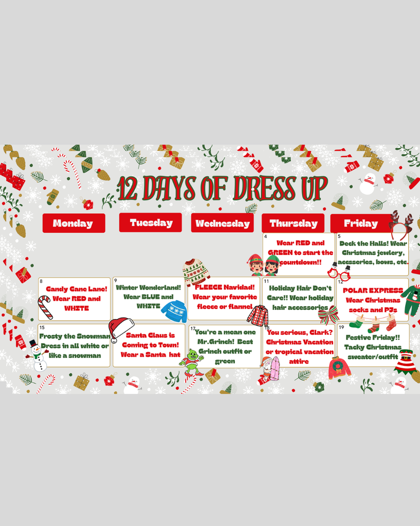 Calendar of Christmas Dress-Up Days