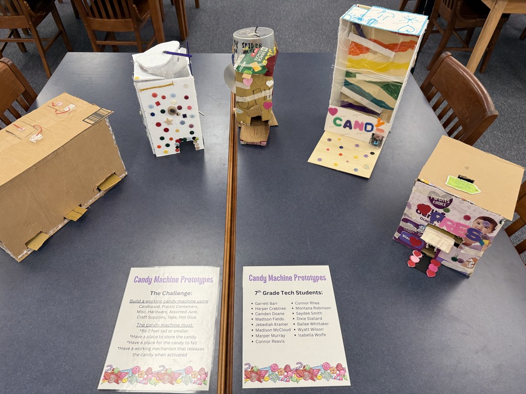 A student project is displayed on a table.