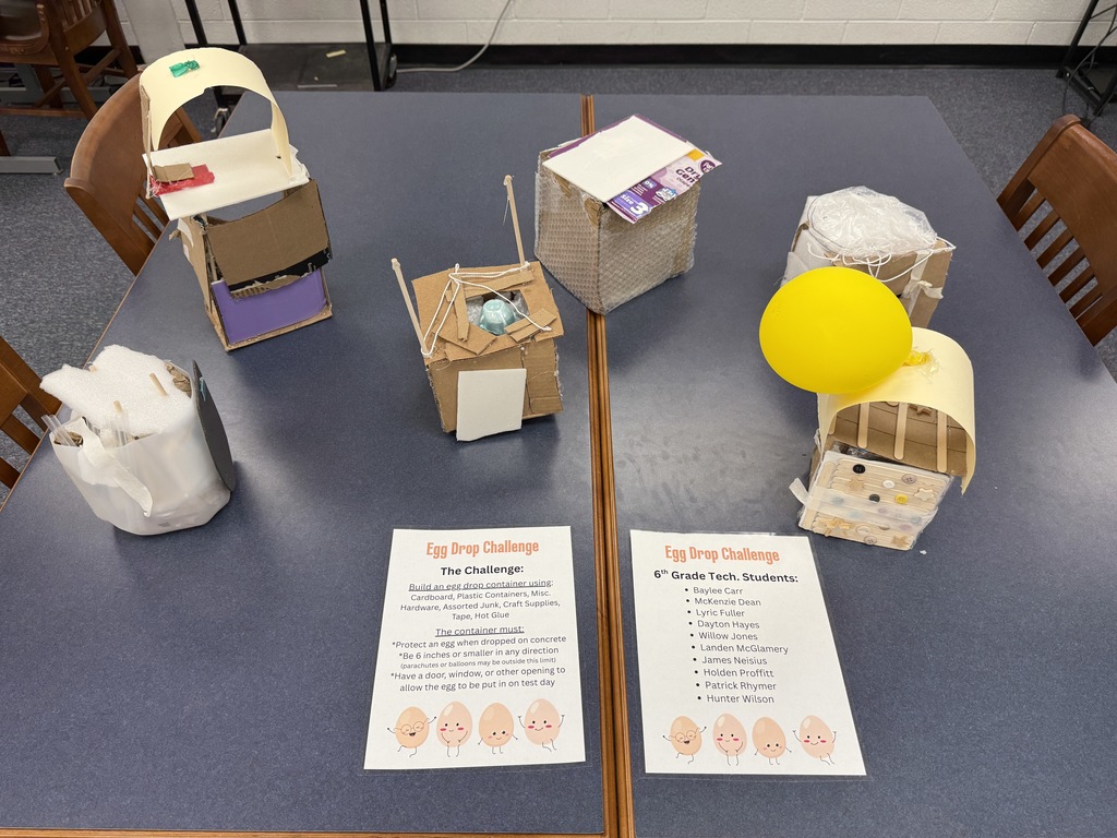 A student project is displayed on a table.