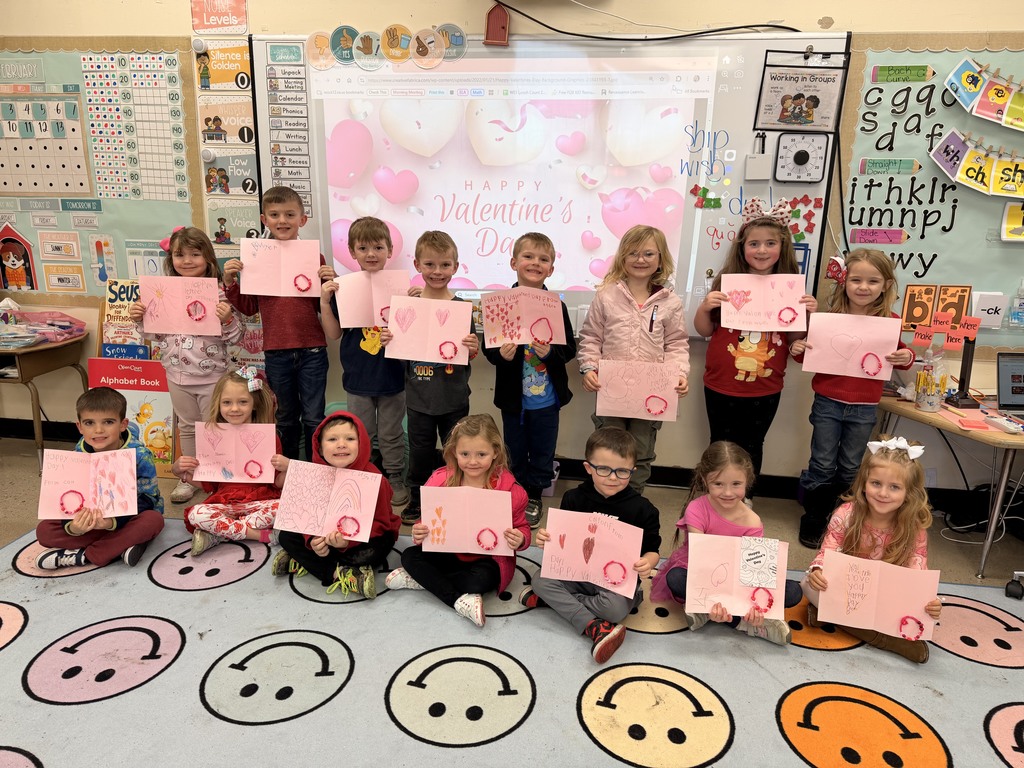 Kindergarten has been busy sharing the love this month! We made a special card signed by all to send to Mrs. Rasnake, one of our school board members, to show our appreciation for all she does. We also enjoyed treating our buddy classes to some Valentine’s Day cards and bracelets. Mrs. Nunley and Mrs. Norman even stopped by to help!
