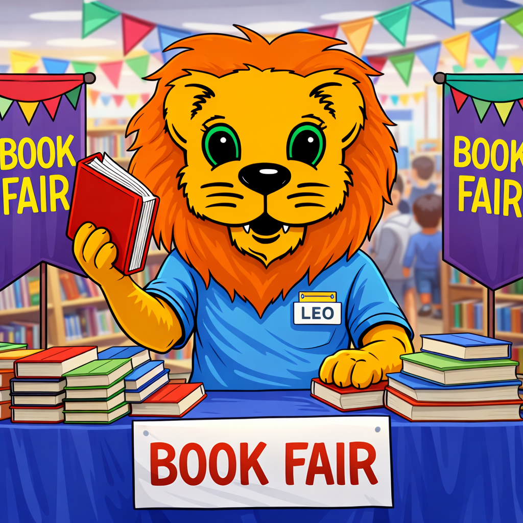 Leo the lion at the book fair