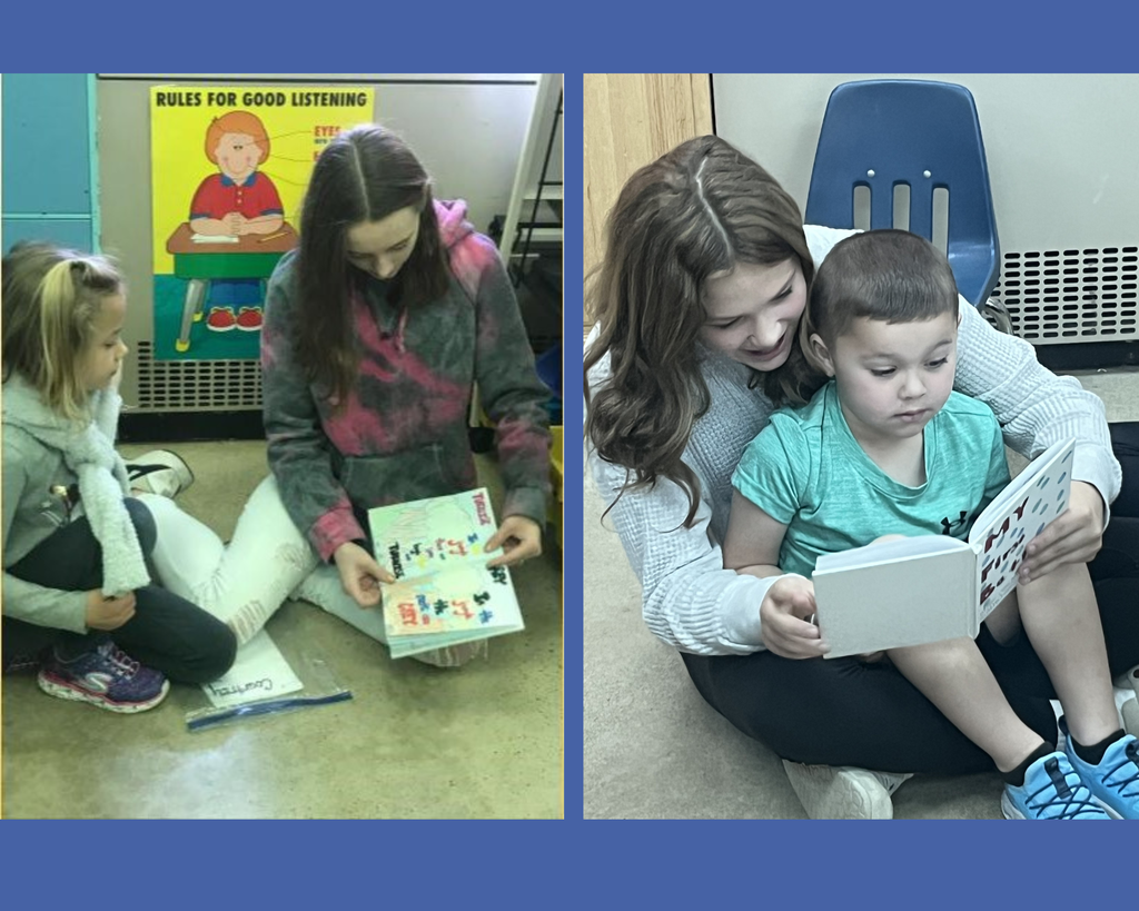 Older students reading to younger students.