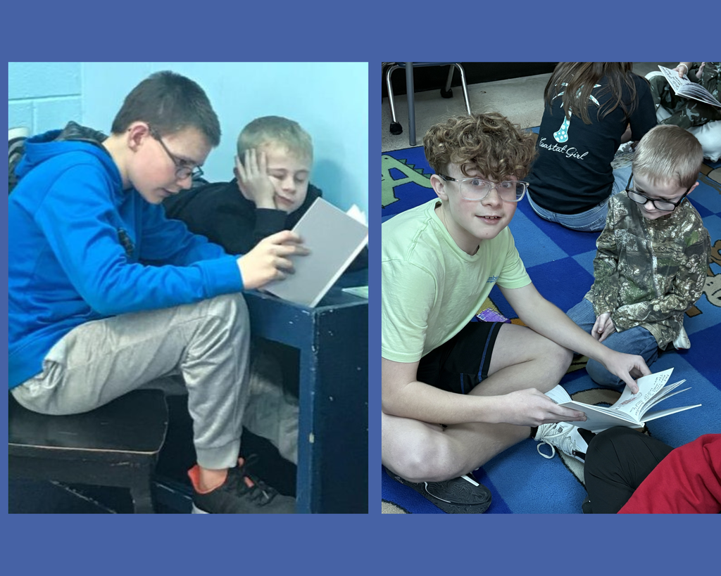 Older students reading to younger students.