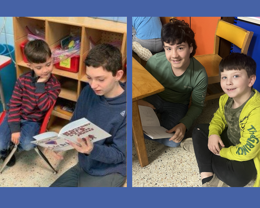 Older students reading to younger students.