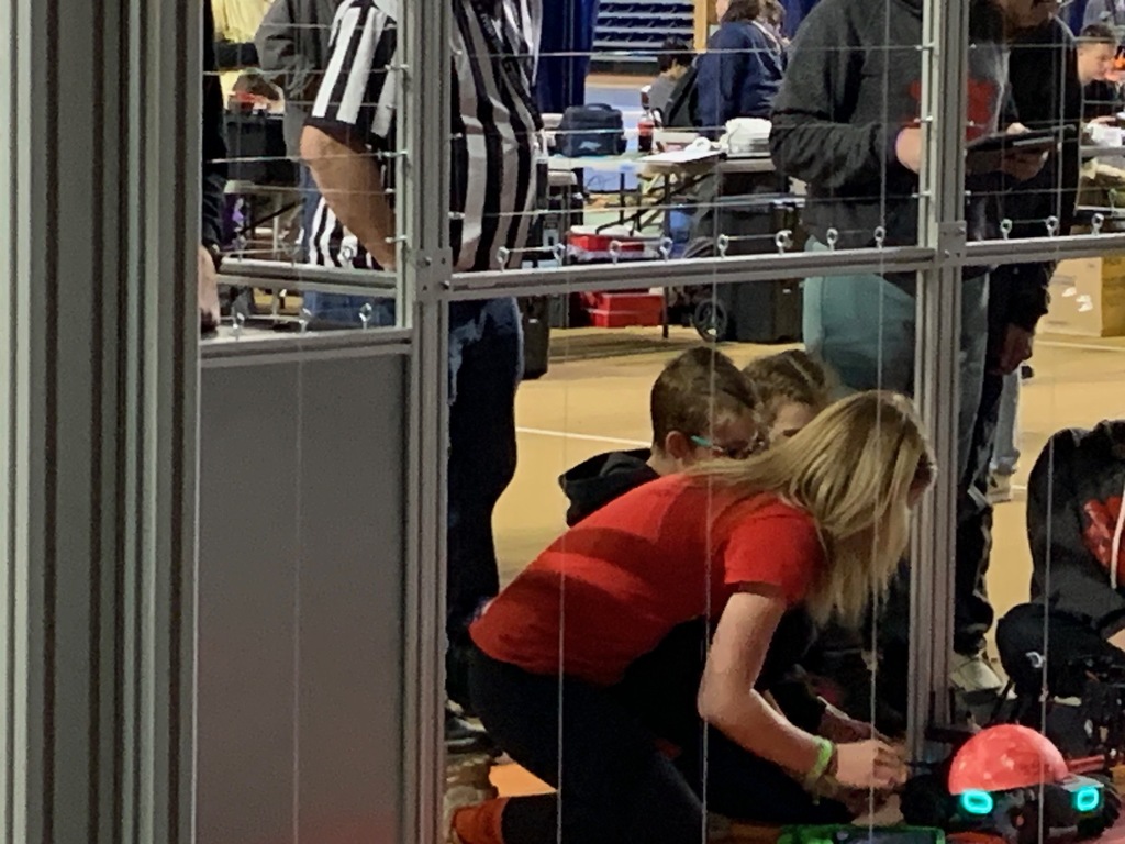 Students compete in a robot drone league championship.