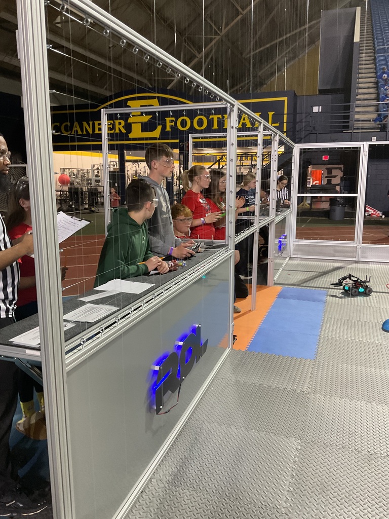 Students compete in a robot drone league championship.