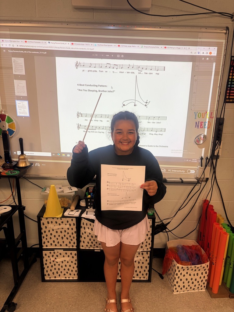 3rd grade learning about the role of a conductor and how to conduct music with time signatures in 2/4,3/4, and 4/4.