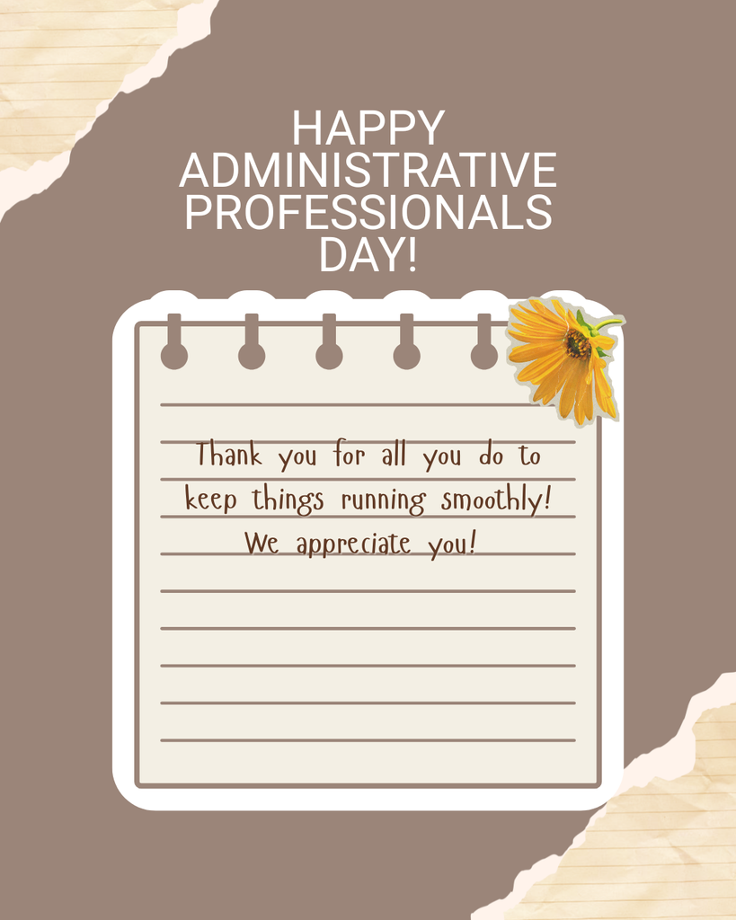 Happy Administrative Professionals Day! image with a notepad