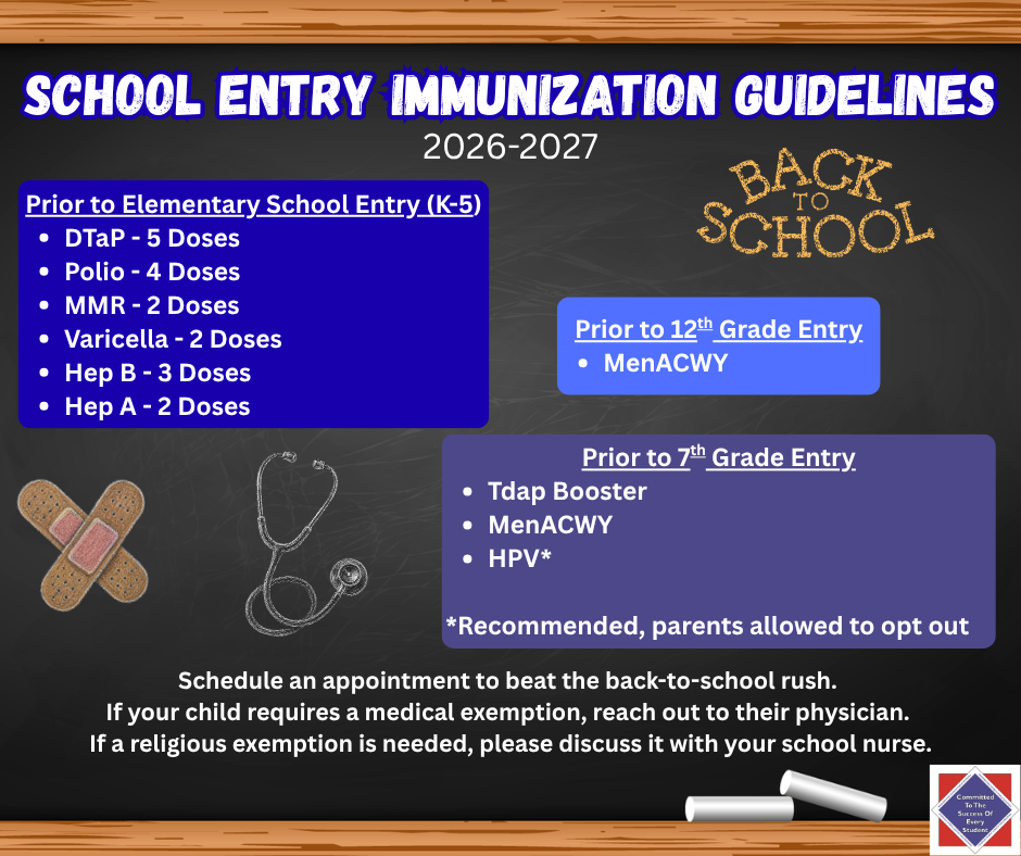 School Entry Immunization Guidelines 2026-2027