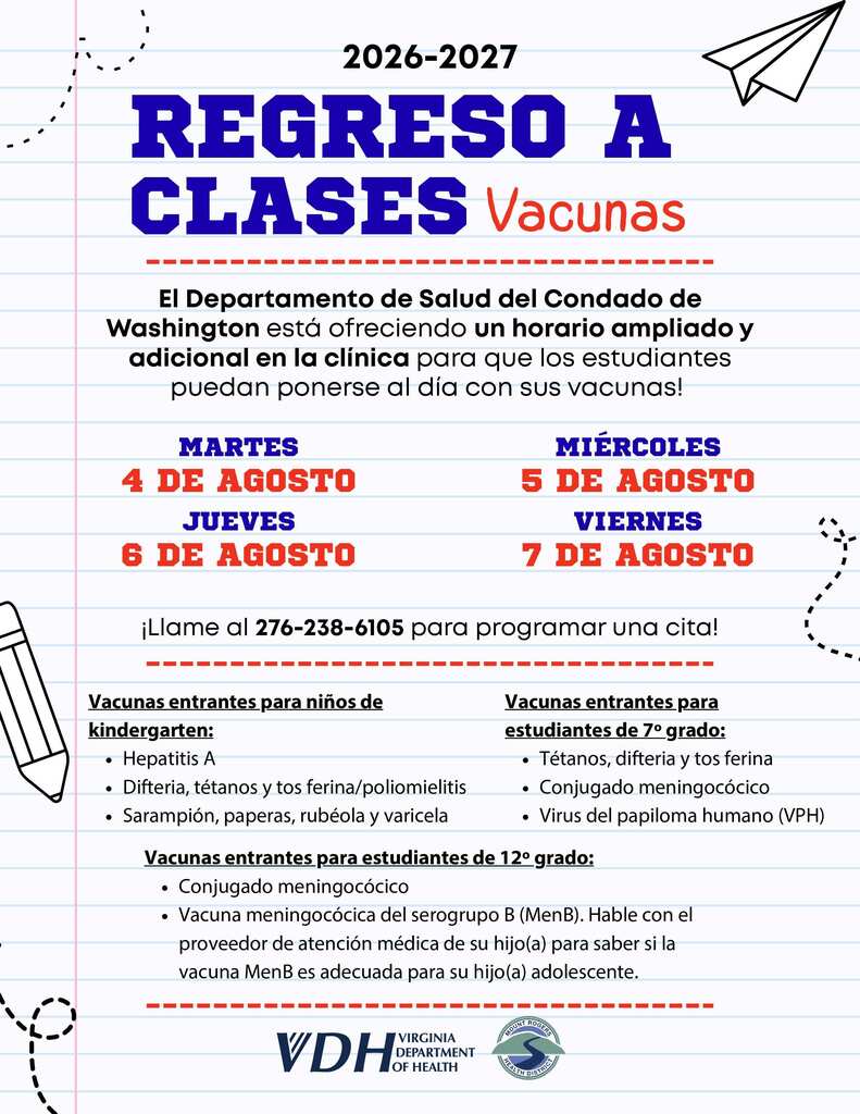 Virginia Department of Health -- Back to School Vaccines (Spanish)