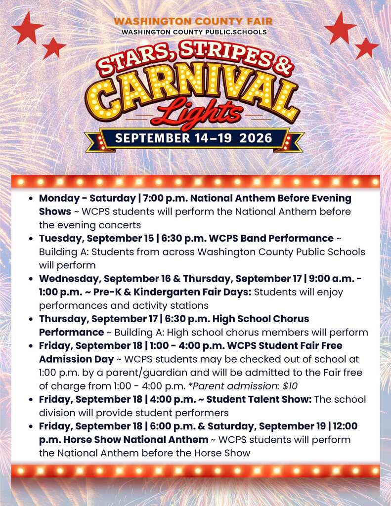 Washington County Fair 2026 -- Stars, Stripes & Carnival Lights