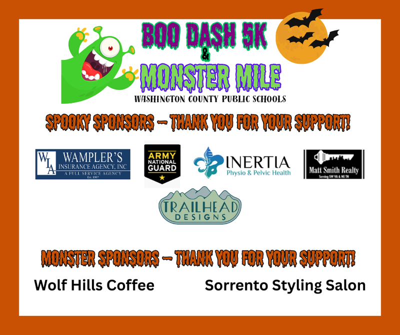 Boo Dash 5K & Monster Mile Spooky Sponsors & Monster Sponsors 