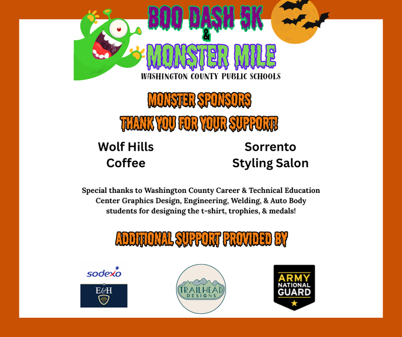 Boo Dash 5K & Monster Mile Monster Sponsors and Additional Support 