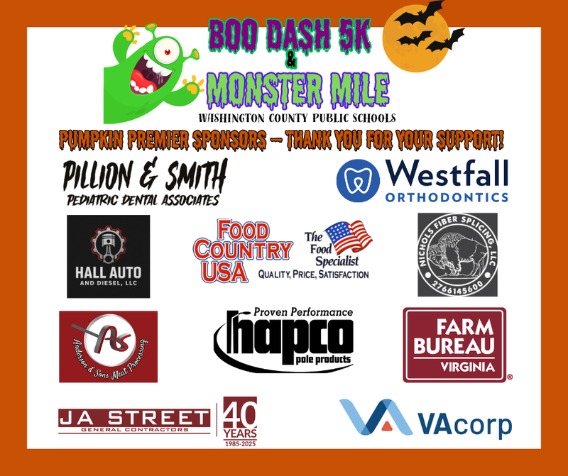 Boo Dash 5K & Monster Mile Pumpkin Premier Sponsors 